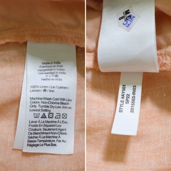 J Crew Size M Linen Woven Wide Leg Seaside Pant Cropped Ankle Coral Orange - Picture 10 of 10